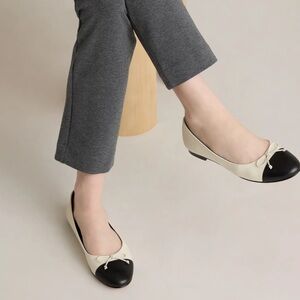 Italian Leather Cap-Toe Ballet Flat